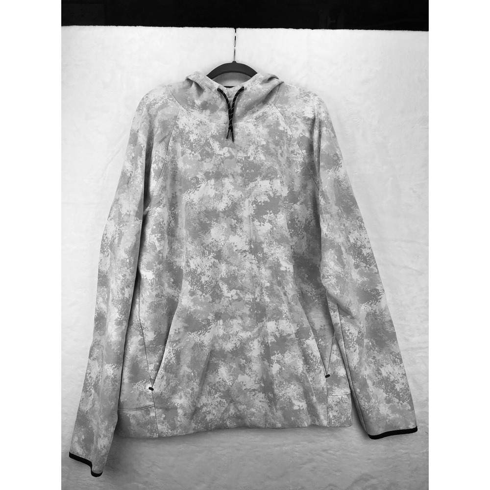 Old Navy Active Dynamic Fleece Hoodie Mens L Gray White Camo Stretch Pullover
